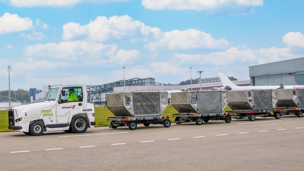 A zero-emission, low-noise solution for handling baggage, cargo and small aircraft up to 50 t MTOW: the Goldhofer SHERPA E