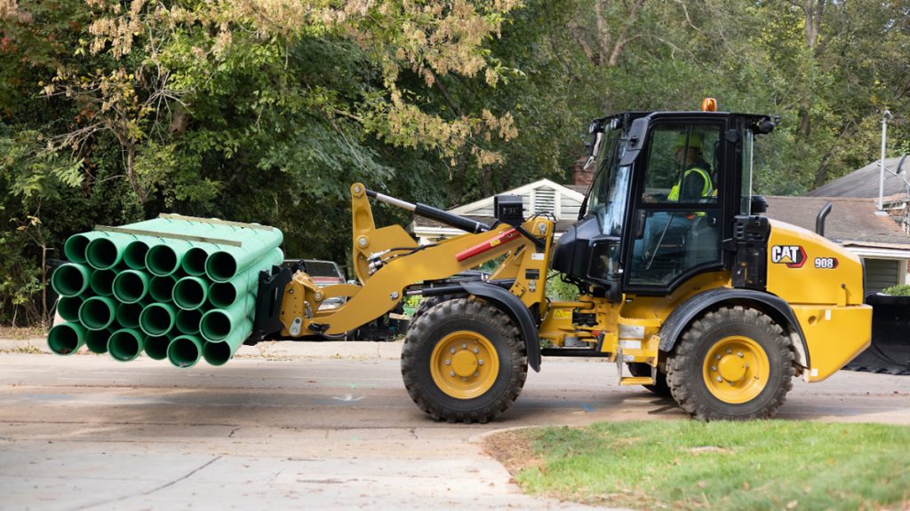 The Cat 908 compact wheel loader 