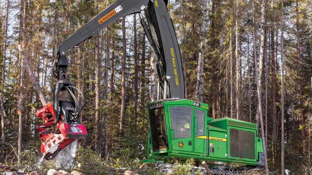 John Deere debuts Intelligent Boom Control on 900-series MH Tracked Harvesters.