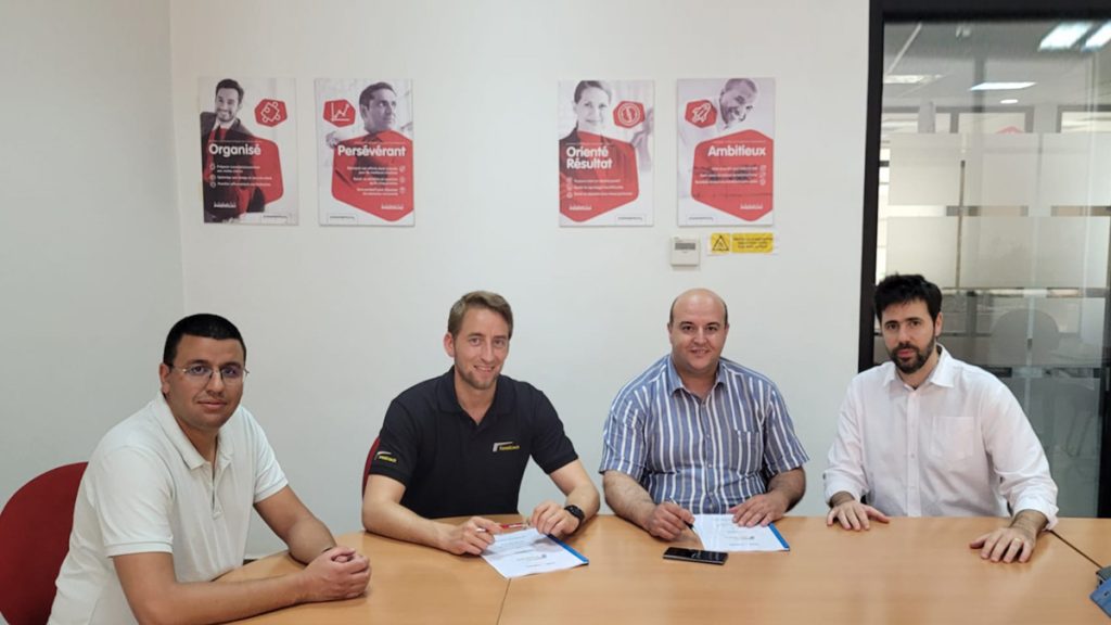 From left to right: Mohamed El Hitek (sales Berenger), Frederik Hoogendoorn (CEO Keestrack), Anas Zardaoui (CEO Berenger), Giovanni Bartoli (Area Sales Manager Keestrack)