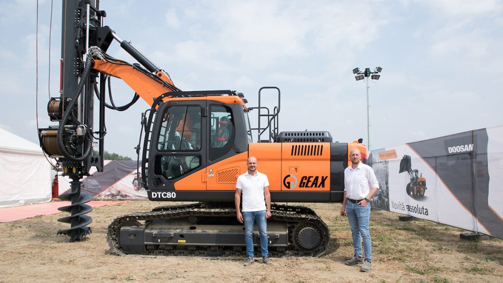 Successful Doosan And Geax Partnership For Compact Drilling Machines from left, Alessandro Baldazzi, Geax Sales Manager; Christian Randi, Doosan Infracore After Market Manager for Southern Europe