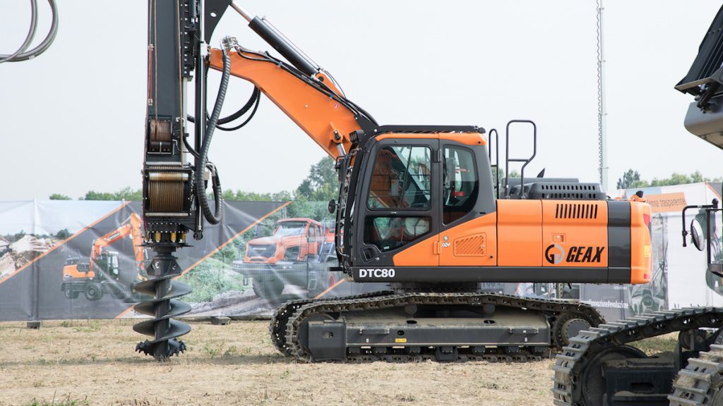 A Geax drilling machine based on a Doosan excavator 