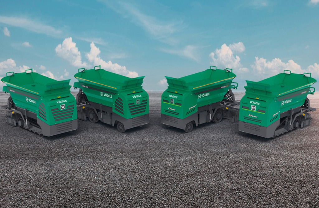 The battery-electric MINI 500e tracked paver and the battery-electric MINI 502e wheeled paver of the Vögele Mini Class are the ideal choice for paving projects in urban settings.
