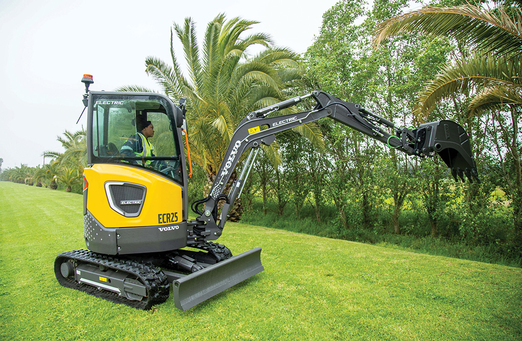 The Volvo ECR25 Electric compact excavator.