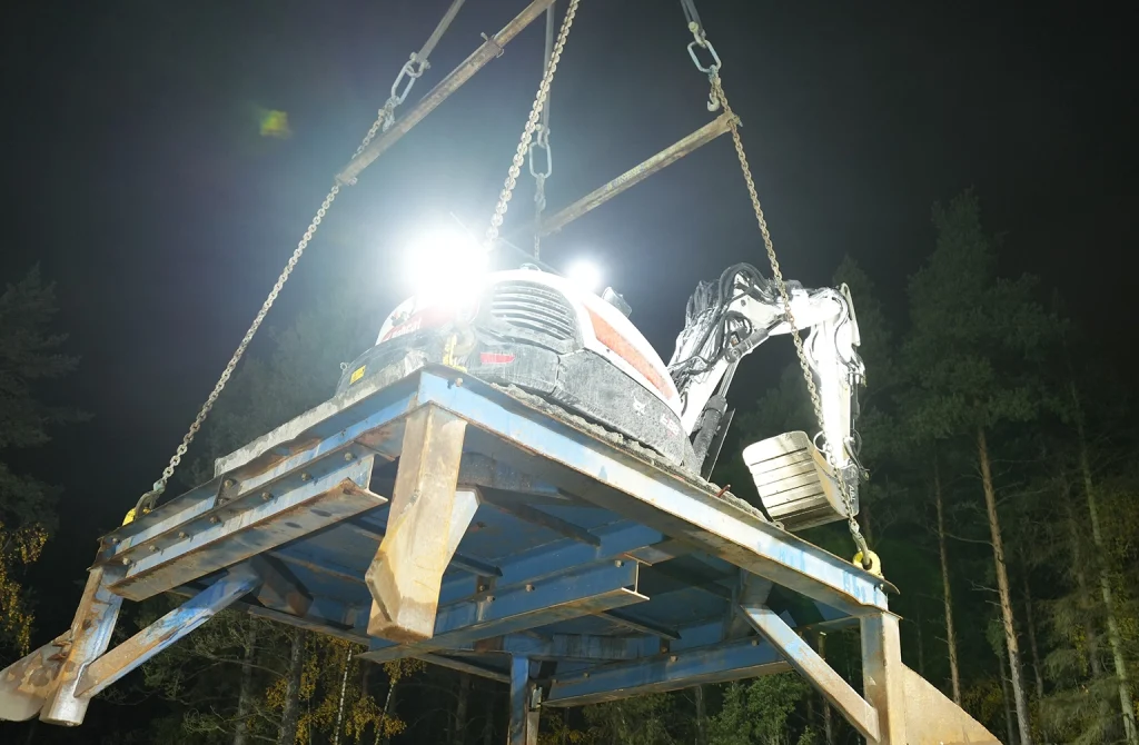 Remote Control Bobcat Excavator For Shaft Work In Sweden Remote Control Bobcat Excavator For Shaft Work In Sweden